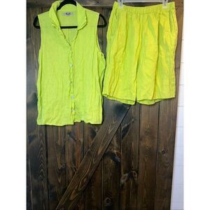 Flax 100% Linen 2 PC Shorts Set